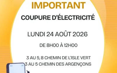 Coupures de courant pour travaux du 24 août 2026